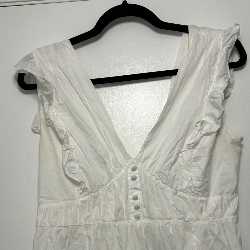 Aqua White Ruffled Tie Back Maxi Dress - Picture 2 of 14